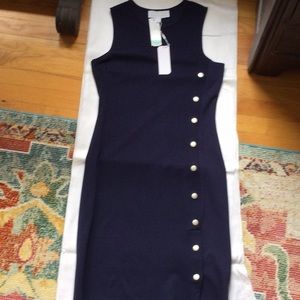 Superfoxx Navy blue pointe knit body con dress